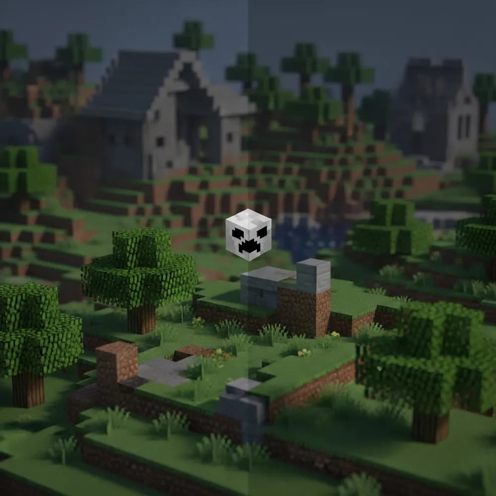 Immersive Illustration zum Thema: kostenlose Minecraft Server