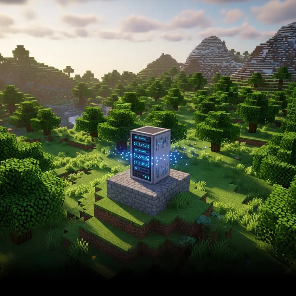 Immersive Illustration zum Thema: verwaltetes Minecraft Hosting