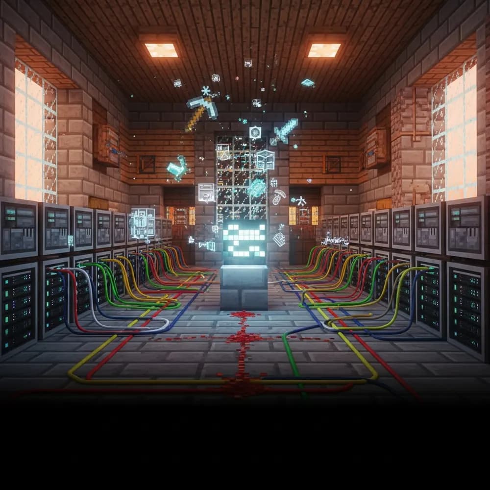 Ilustración inmersiva del tema: optimizar servidor Minecraft