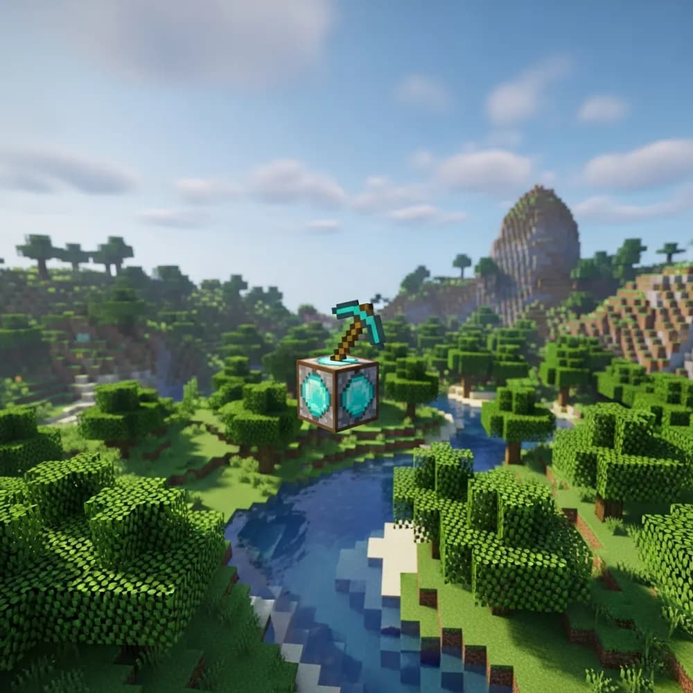 Immersive Illustration zum Thema: Minecraft Bedrock Befehle
