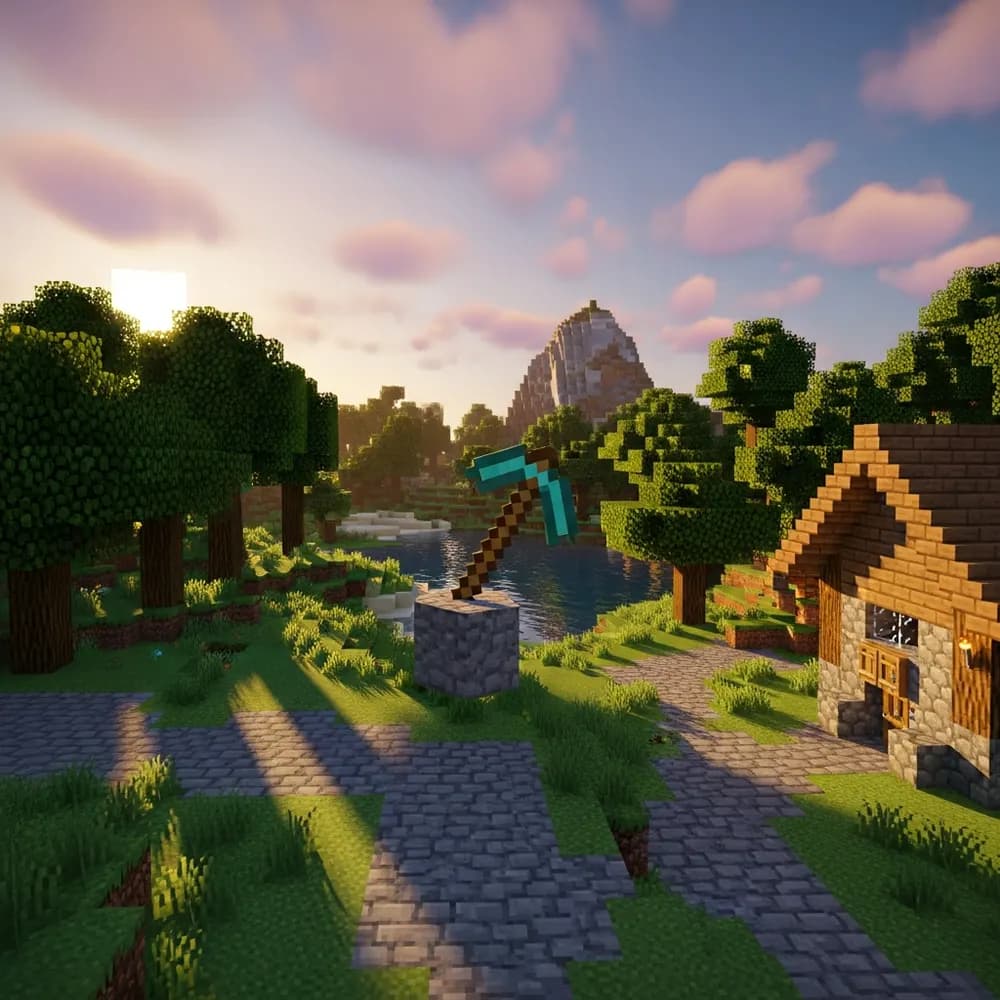 Ilustración inmersiva del tema: alquiler servidor Minecraft corta duración