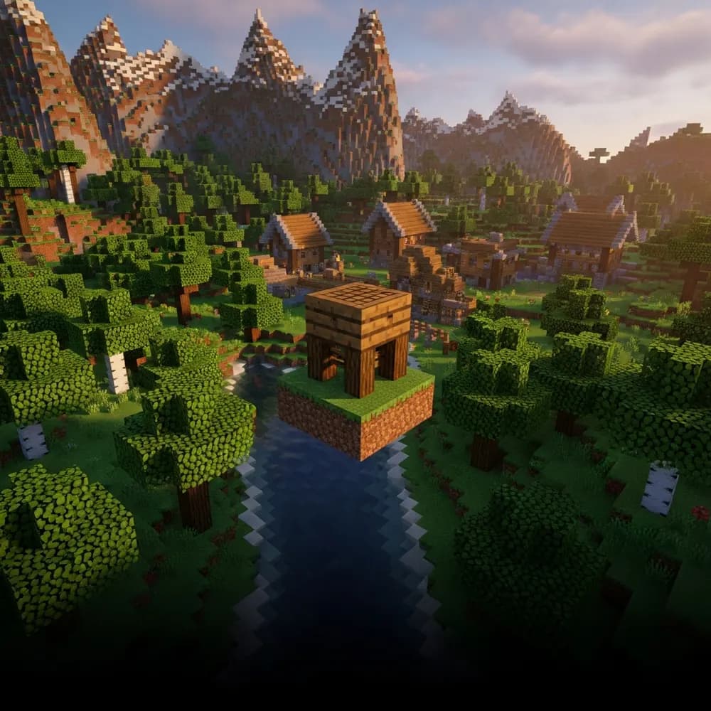 Ilustración inmersiva del tema: servidor Minecraft con plugins