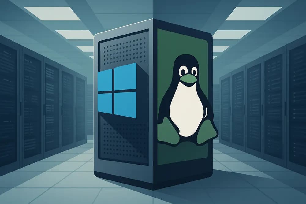 Comparación de Windows VPS y Linux VPS en un centro de datos moderno