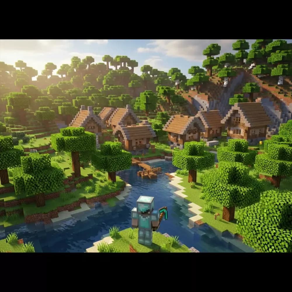 Illustration immersive du sujet : serveur Minecraft Bedrock