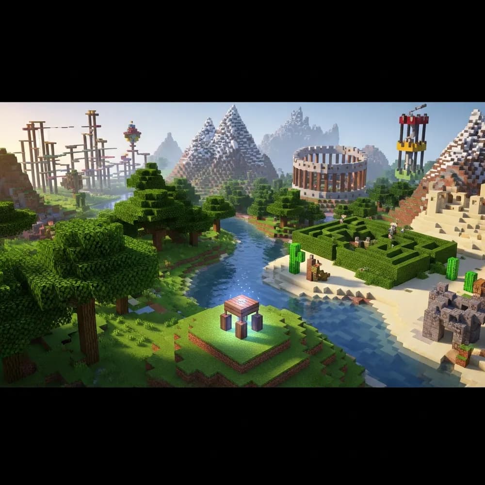 Illustration immersive du sujet : serveur Minecraft mini-jeux