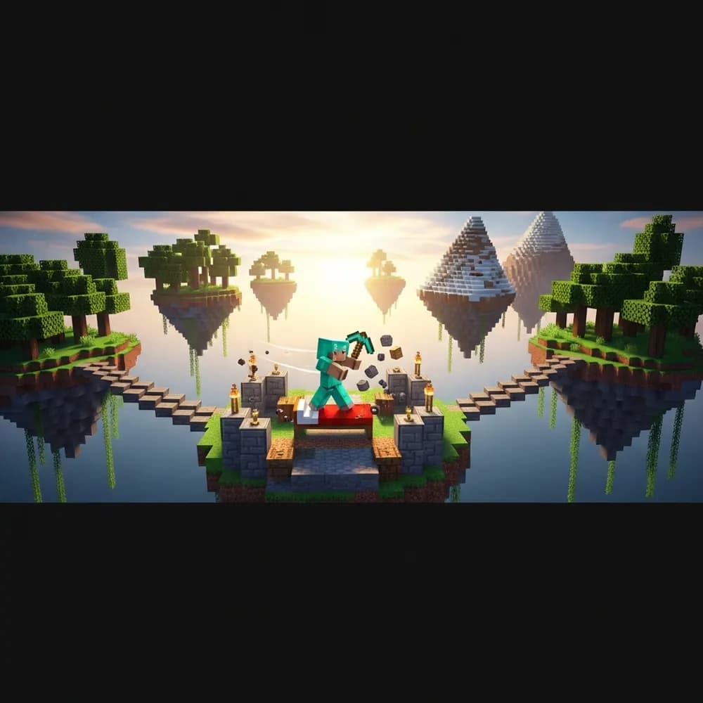 Illustration immersive du sujet : serveur minecraft bedwars