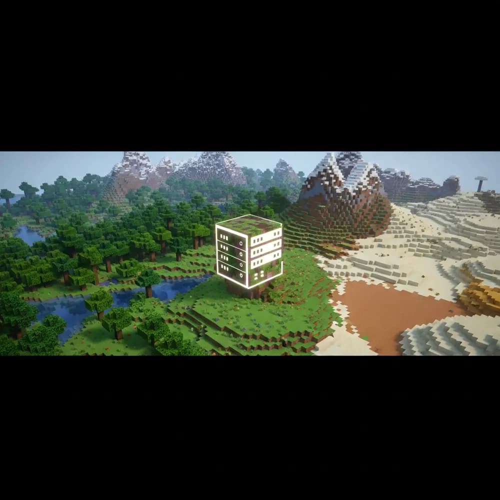 Illustration immersive du sujet : serveur Minecraft dédié