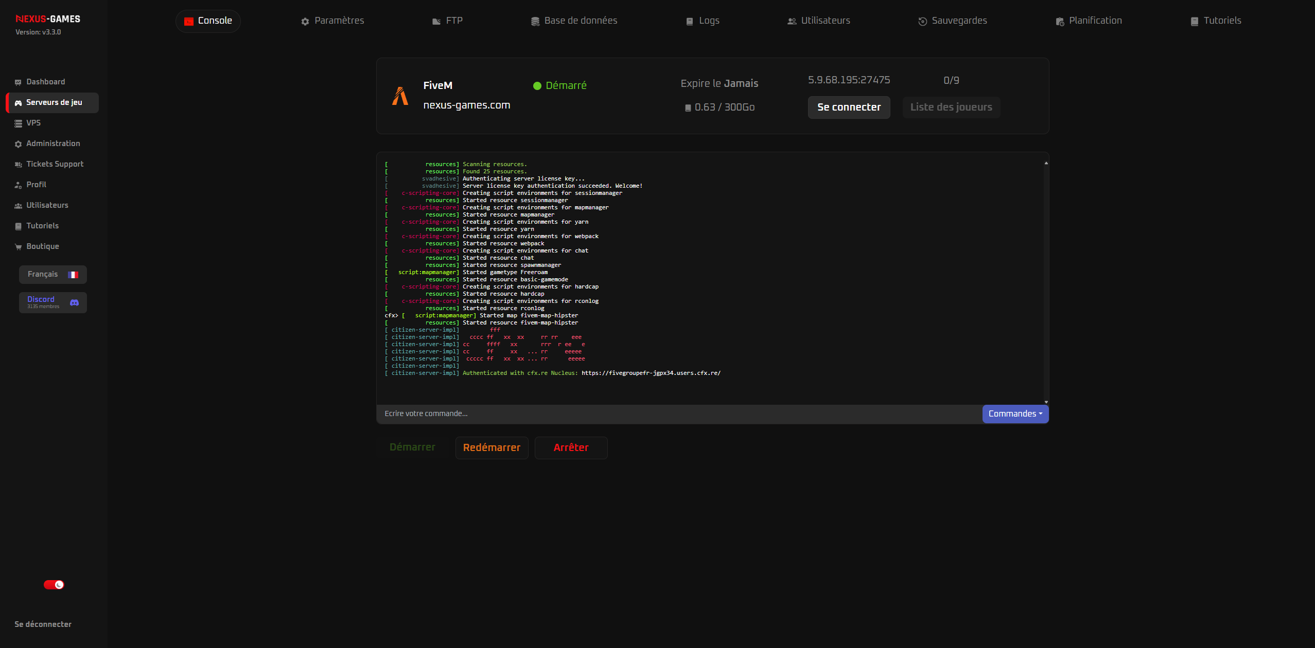 Console NexusPanel