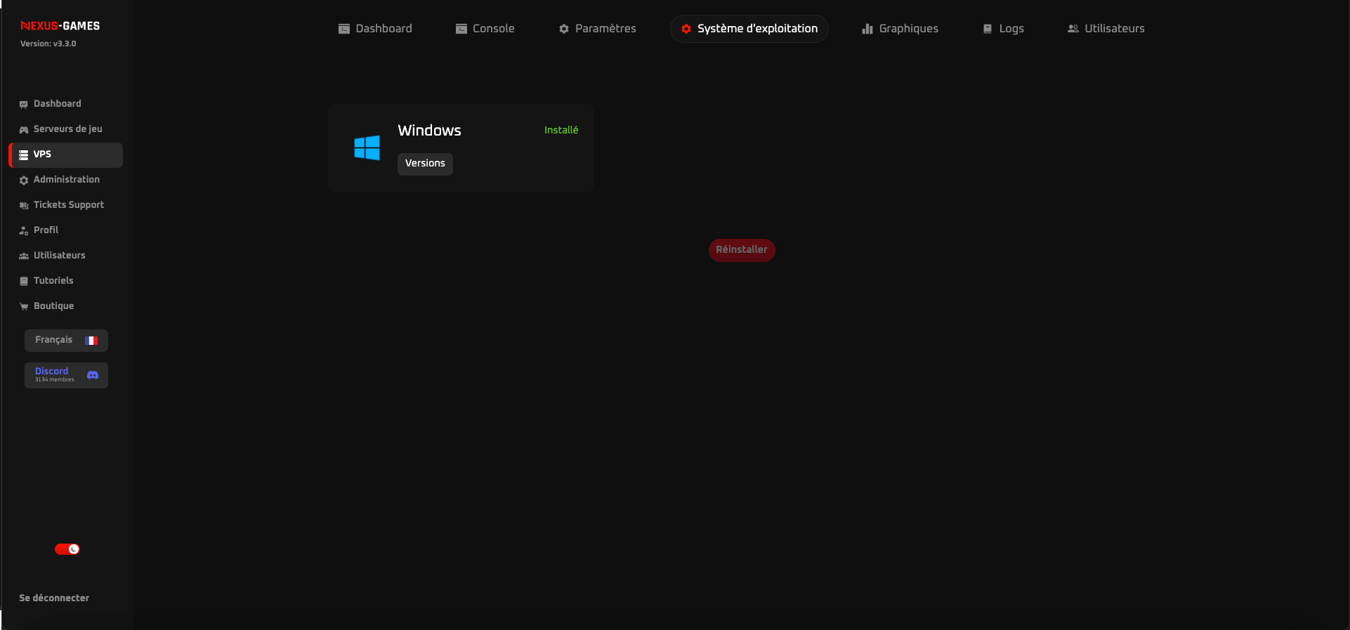 Systèmes d'exploitation VPS NexusPanel