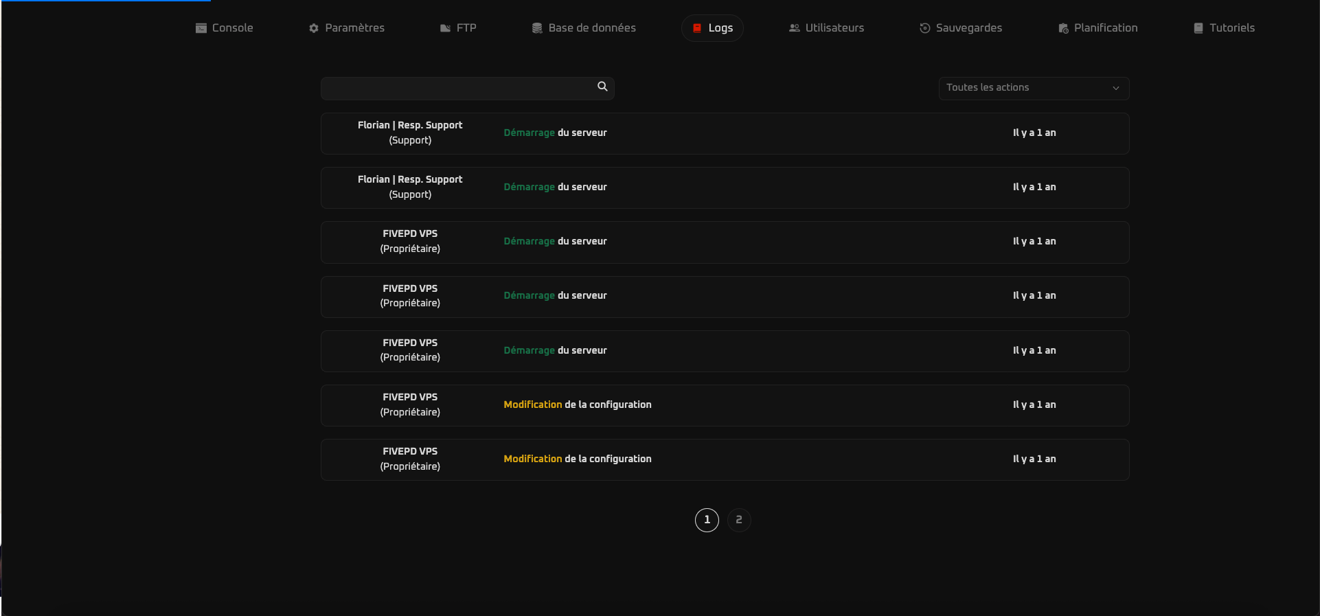 Logs serveur NexusPanel