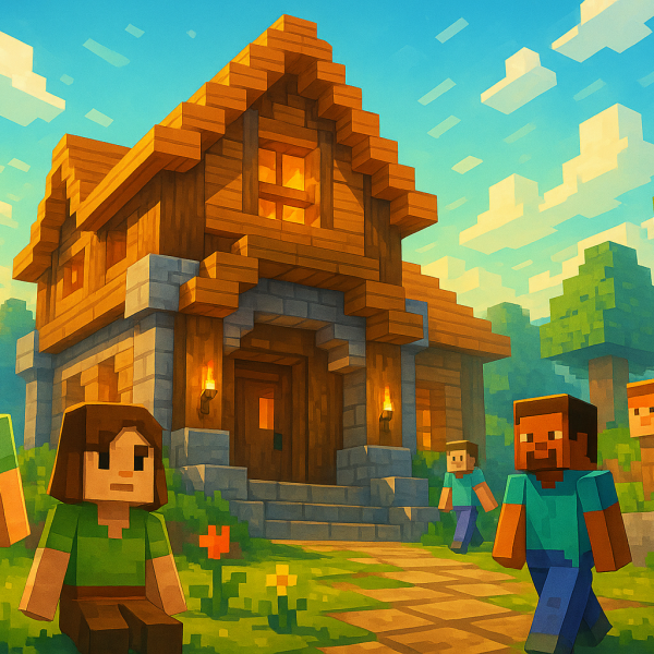 Illustration d’un serveur Minecraft multijoueur permettant de faire croître un serveur Minecraft grâce à une communauté active