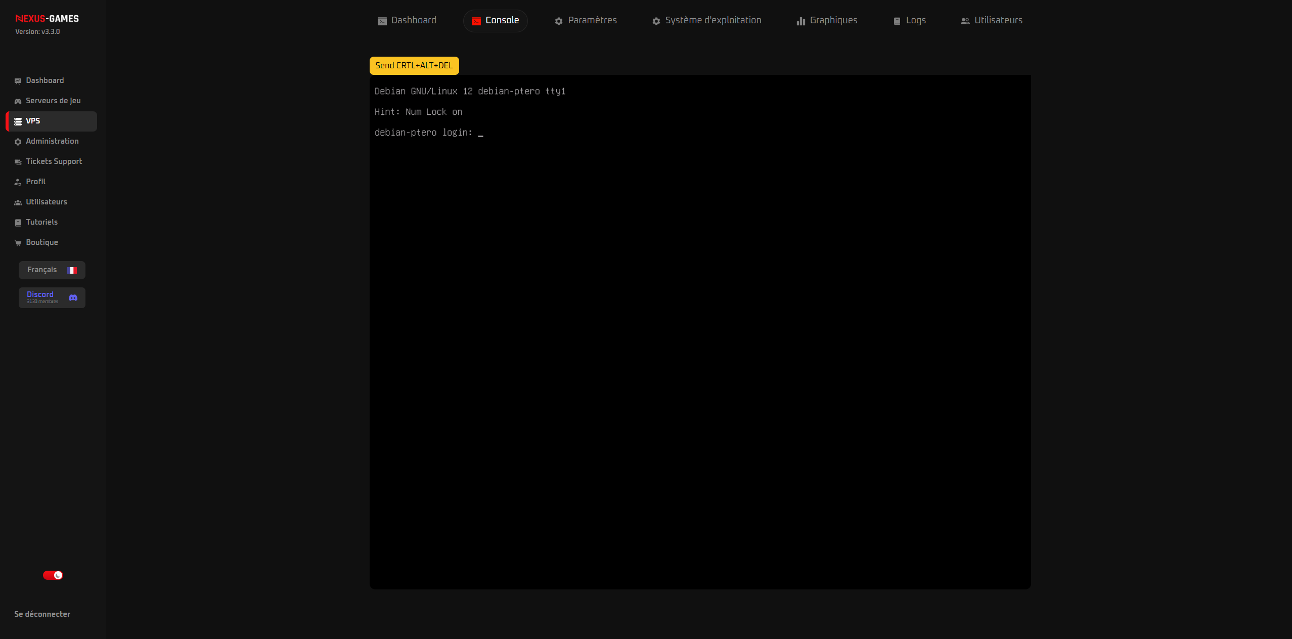 Console VPS NexusPanel