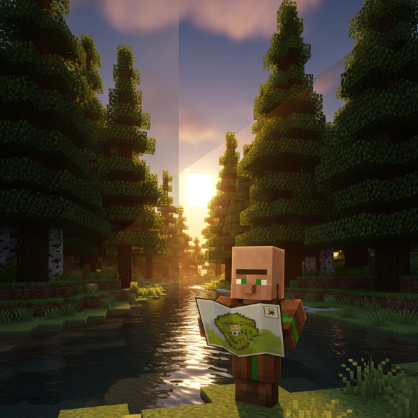 Illustration immersive du sujet : find village minecraft