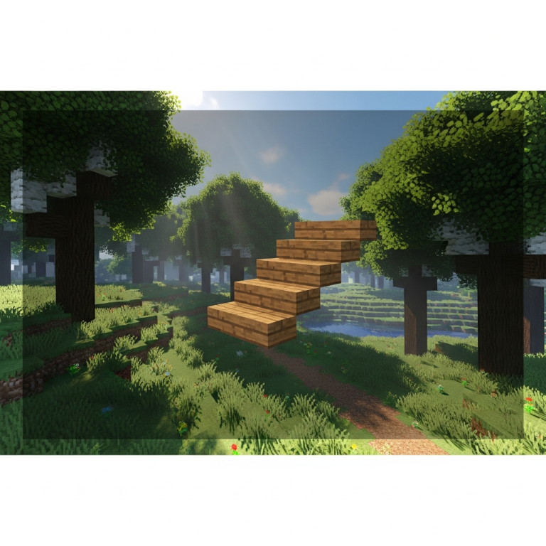 Illustration immersive du sujet : crear escaleras minecraft