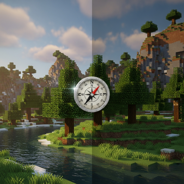 Illustration immersive du sujet : crear brújula Minecraft