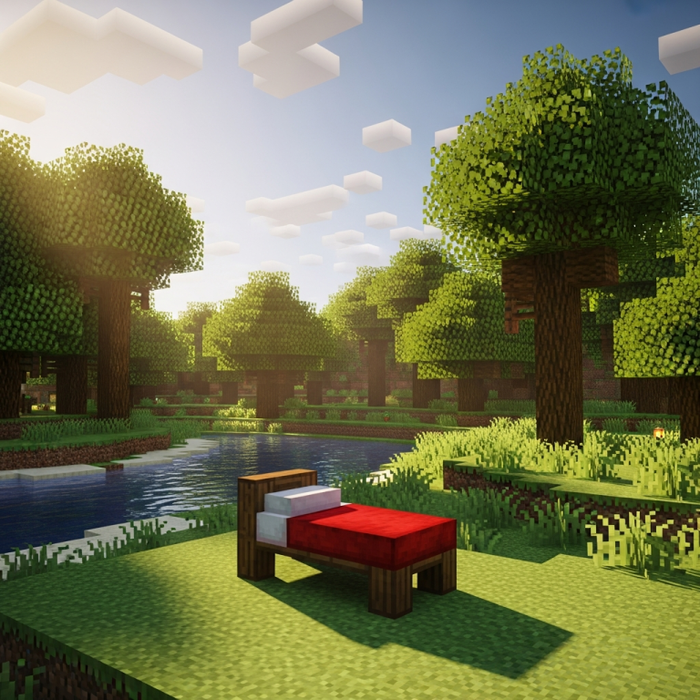 Illustration immersive du sujet : crear cama minecraft