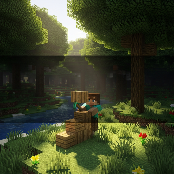 Illustration immersive du sujet : escaliers dans Minecraft