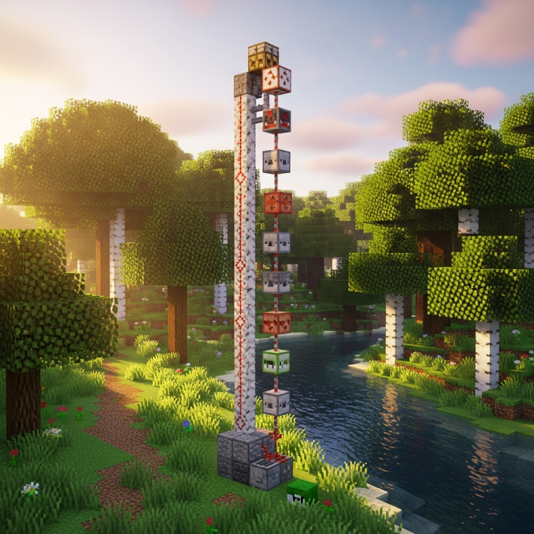 Illustration immersive du sujet : ascenseur minecraft