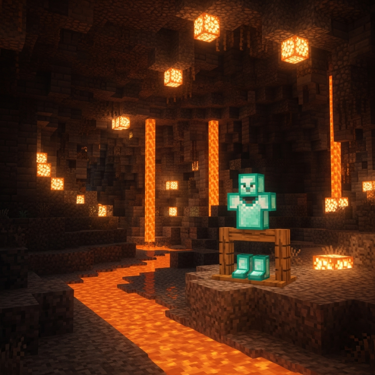 Illustration immersive du sujet : armure en diamant Minecraft