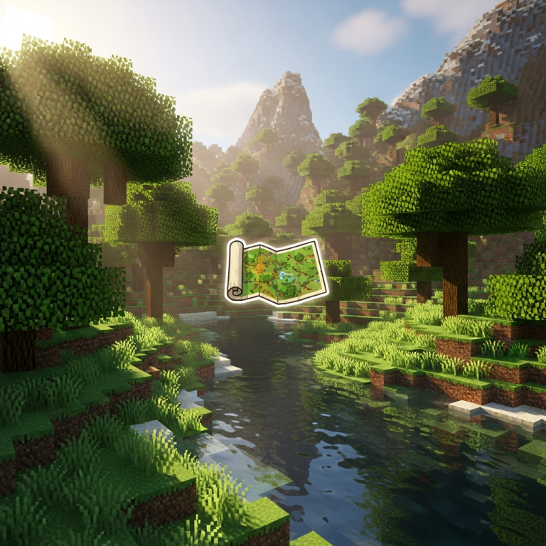 Illustration immersive du sujet : créer une carte minecraft