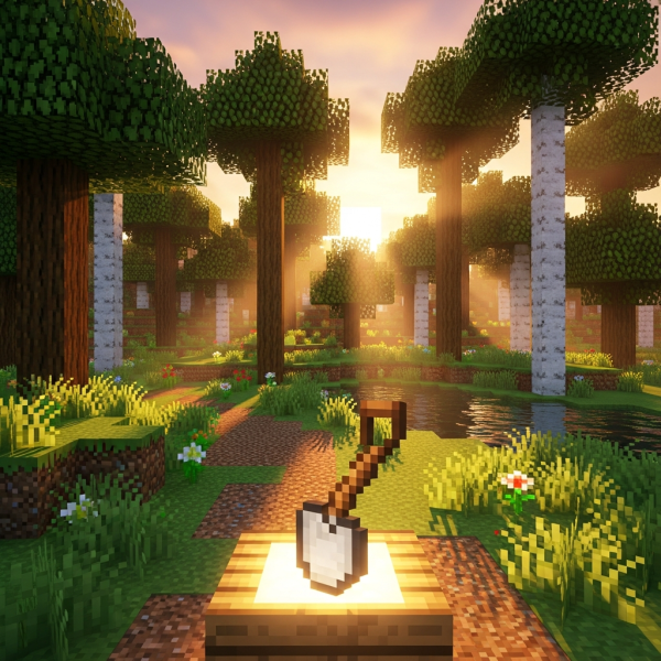 Illustration immersive du sujet : créer une pelle Minecraft