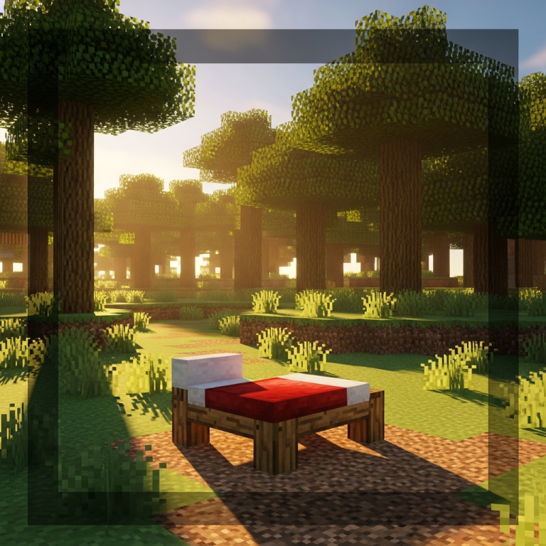 Illustration immersive du sujet : créer un lit minecraft