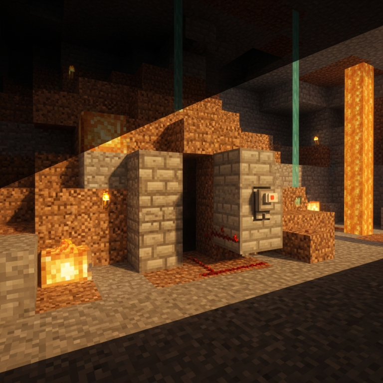Illustration immersive du sujet : passage secret Minecraft
