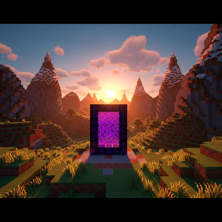 Illustration immersive du sujet : portail du Nether