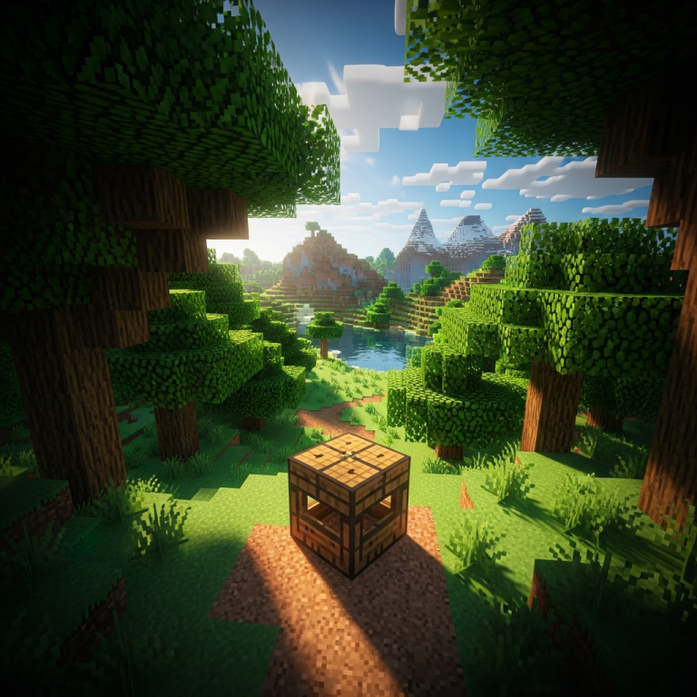 Illustration immersive du sujet : créer un établi minecraft