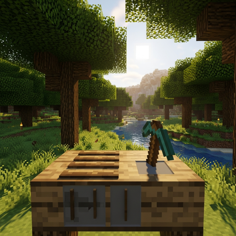 Illustration immersive du sujet : create pickaxe minecraft