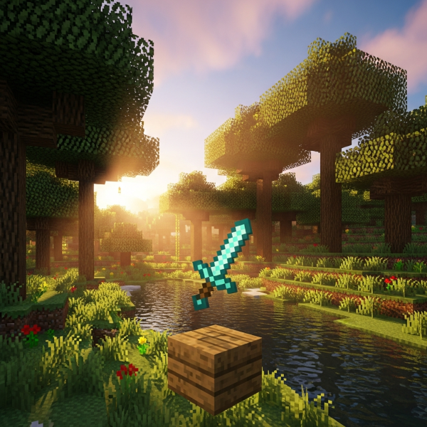Illustration immersive du sujet : craft sword minecraft