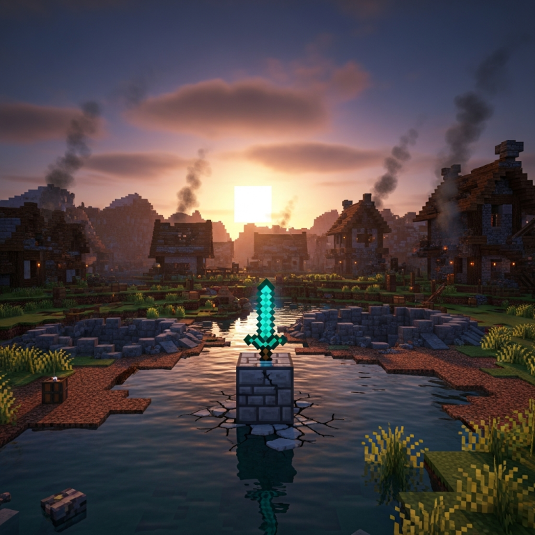 Illustration immersive du sujet : PvP Minecraft