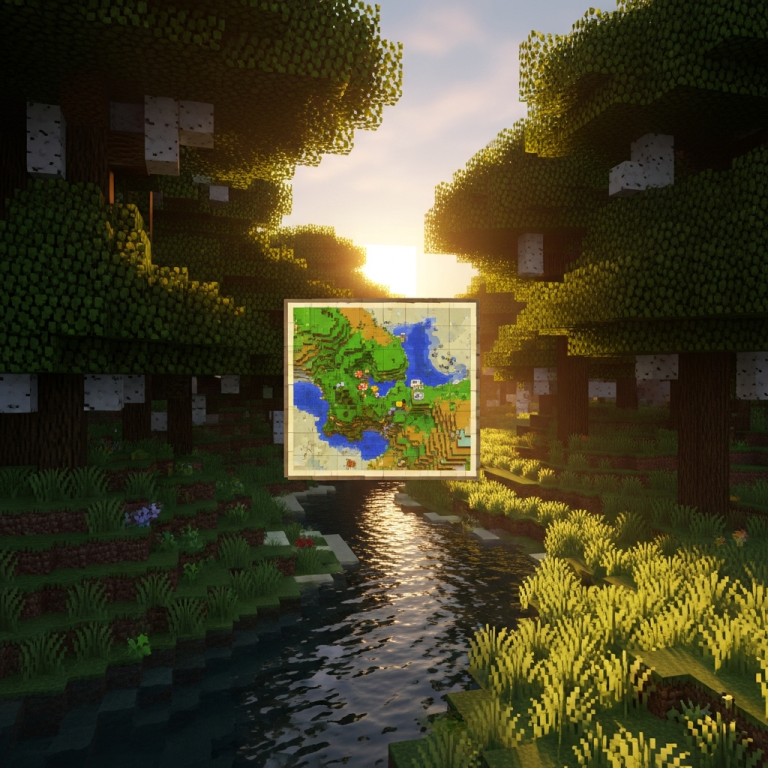 Illustration immersive du sujet : Karte in Minecraft erstellen