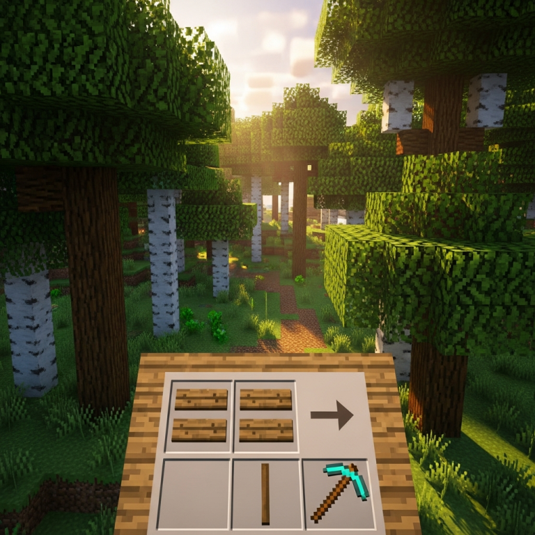 Illustration immersive du sujet : Spitzhacke in Minecraft