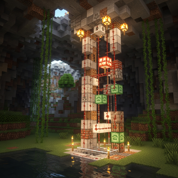 Illustration immersive du sujet : Aufzug in Minecraft