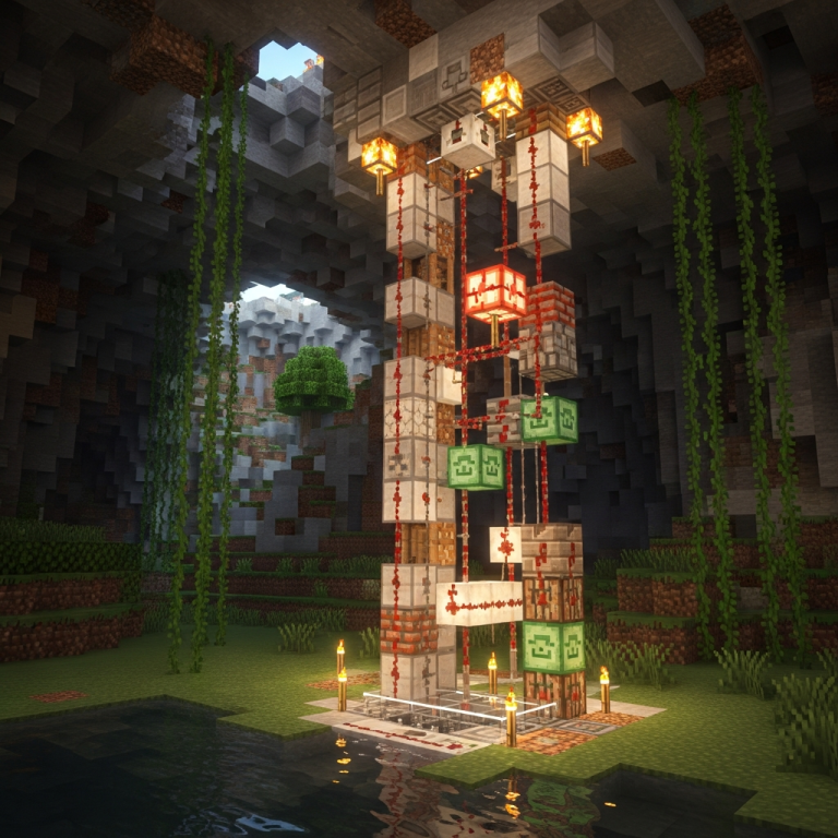 Illustration immersive du sujet : Aufzug in Minecraft