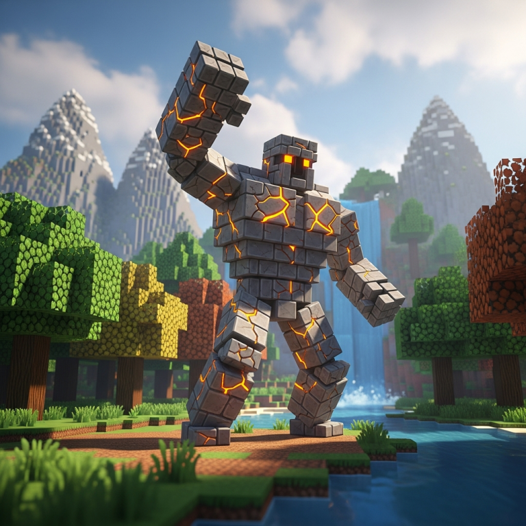 Illustration immersive du sujet : vencer Golems Hytale