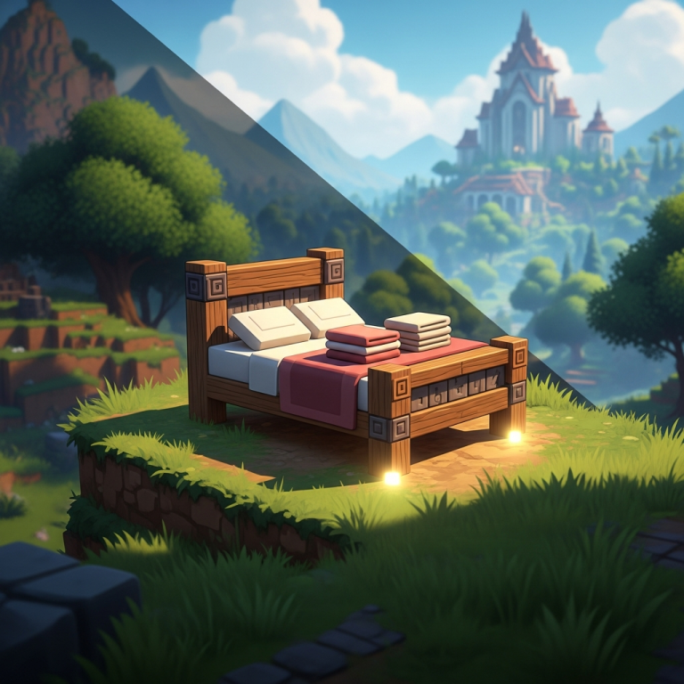 Illustration immersive du sujet : faire un lit Hytale