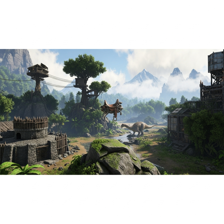 Illustration immersive du sujet : meilleures bases ARK Survival Ascended