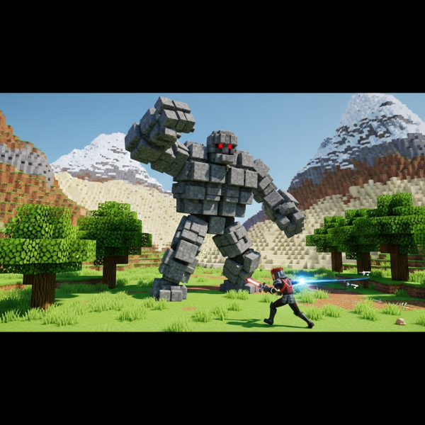Illustration immersive du sujet : beat golems Hytale