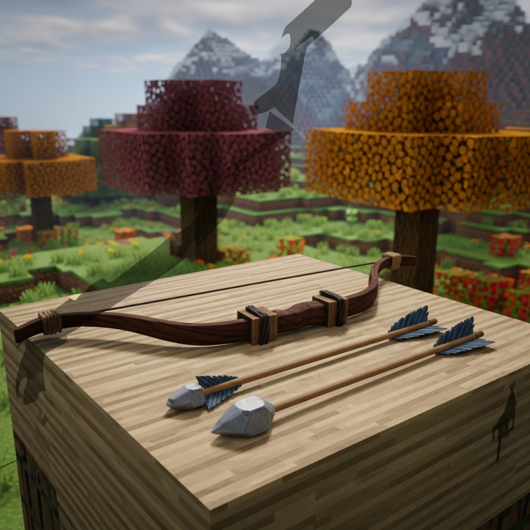 Illustration immersive du sujet : craft bow and arrows hytale