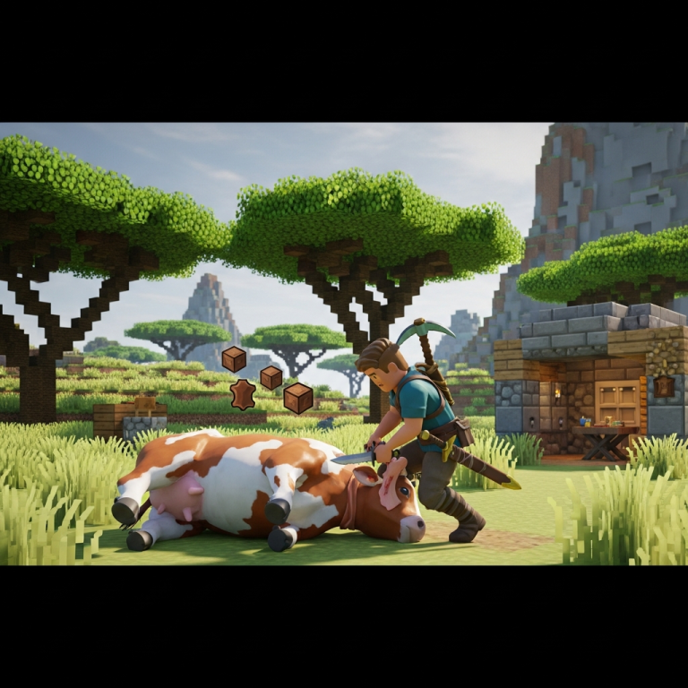 Illustration immersive du sujet : encontrar cuero Hytale