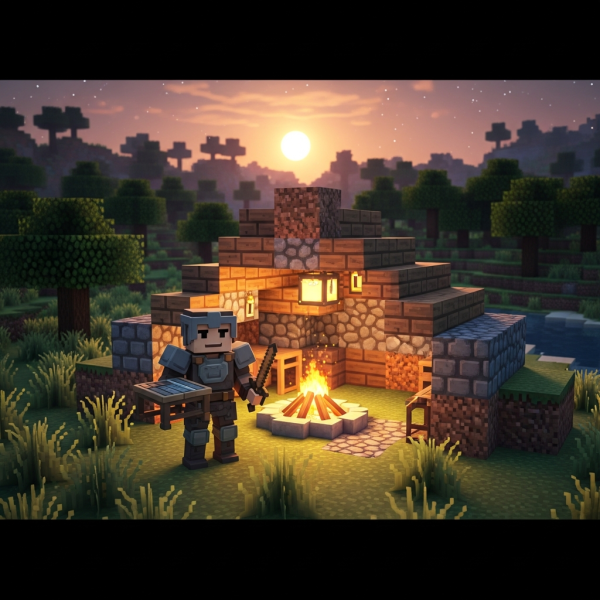 Illustration immersive du sujet : survivre première nuit Hytale