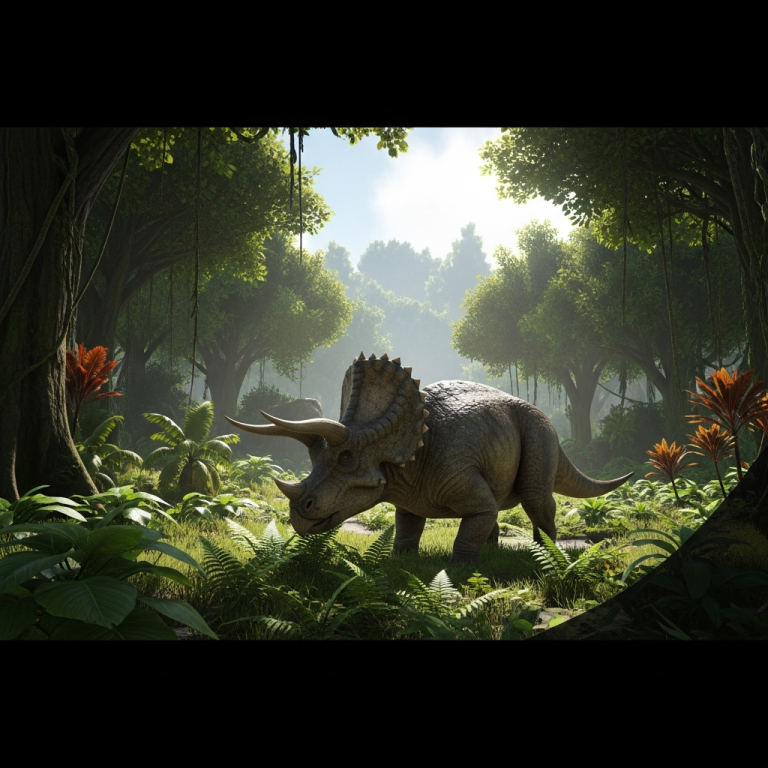 Illustration immersive du sujet : dinosaurios ARK inicio