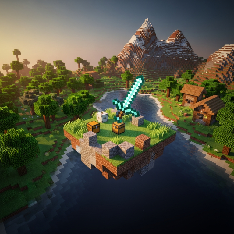 Illustration immersive du sujet : meilleurs mini jeux Minecraft