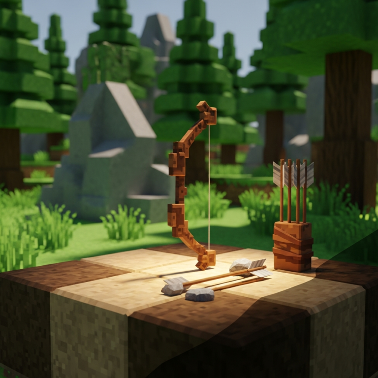 Illustration immersive du sujet : Bogen und Pfeile Hytale