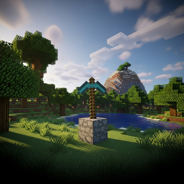 Ilustración inmersiva del tema: mejor servidor Minecraft