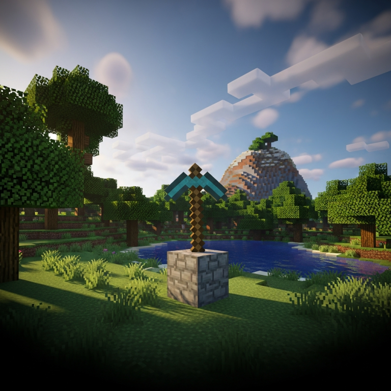 Ilustración inmersiva del tema: mejor servidor Minecraft