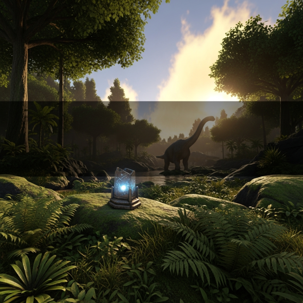 Ilustración inmersiva del tema: cluster ARK Survival Ascended