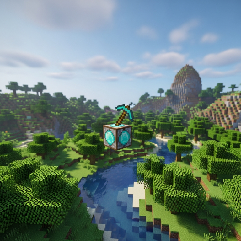 Immersive Illustration zum Thema: Minecraft Bedrock Befehle